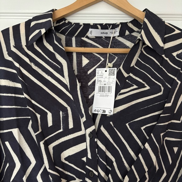Mango | NWT Shirt Dress, Tropical Print - Size 14 - Picture 5 of 9